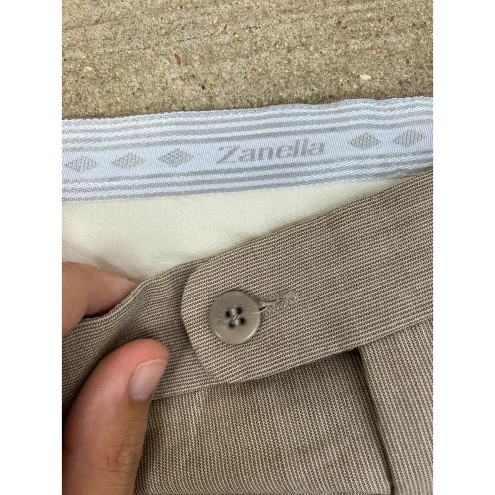 Zanella Men's Bennett 100% Lana Wool Italy Dress Pants 38 Brown Pleated Cuffed